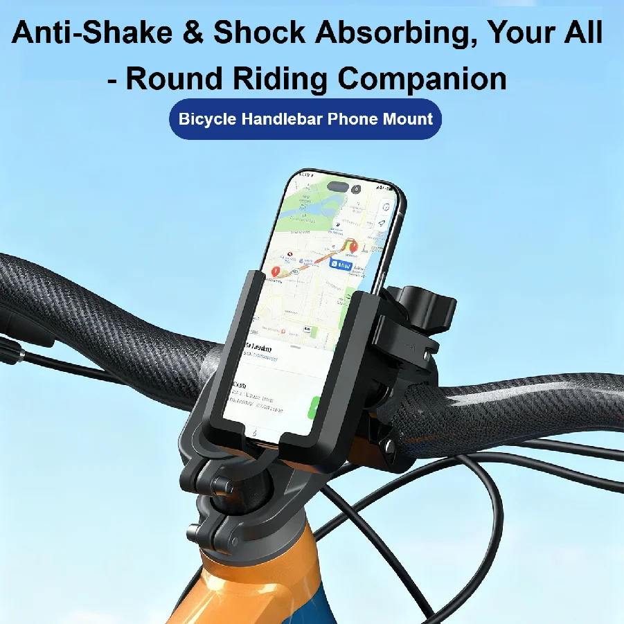 New Universal Motorcycle Bike Phone Mount Dual Vibration Dampener Quick Clamp Fits 4.7''-7'' Phones
