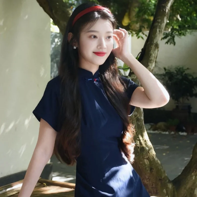 Vestidos de manga curta das mulheres noite 2025 mulher verão linho florais pétala borda ditsy alargamento balançando flowy regular ajuste piquenique chique