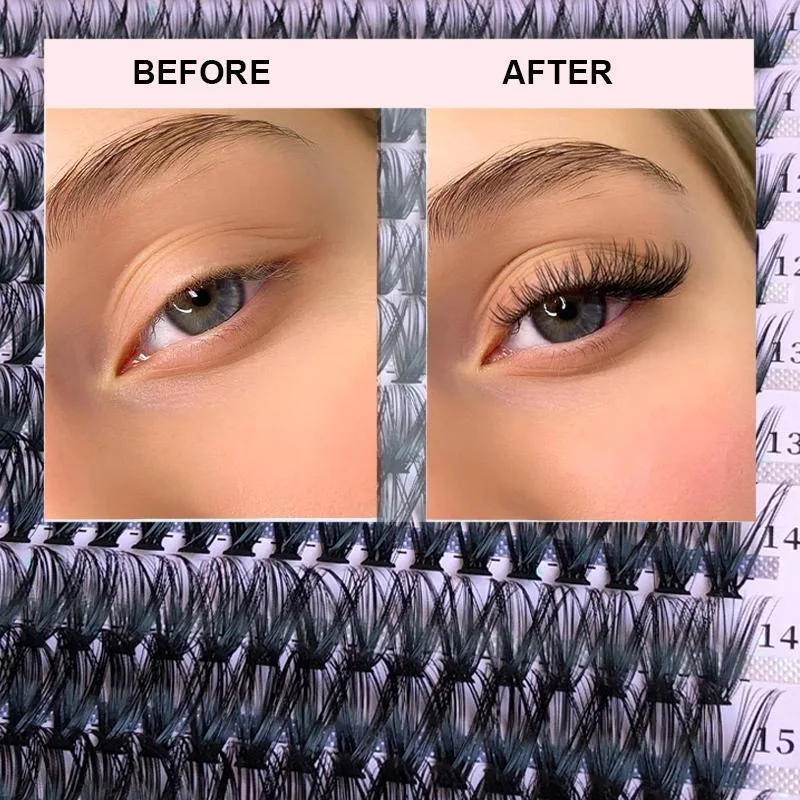 Natural Looking 14 Rows False Lashes Soft Lightweight Strip Eyelashes for Eye Makeup