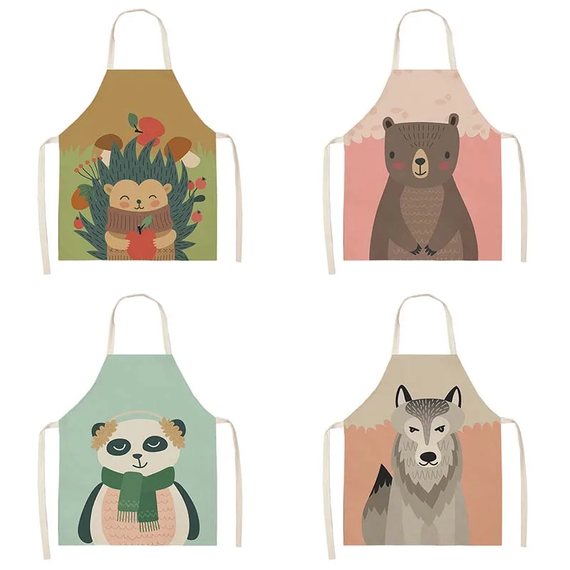 Cooking Baking apron Cute Fox Penguin Print Sleeveless  Fun kitchen supplies Household cleaning tools for men and women