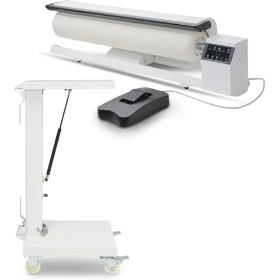 

Rotary Steam Roller Ironer with Stand for Home and Commercial Use, Stainless Steel, Silver, Continuous Steam Output and Foot Pe