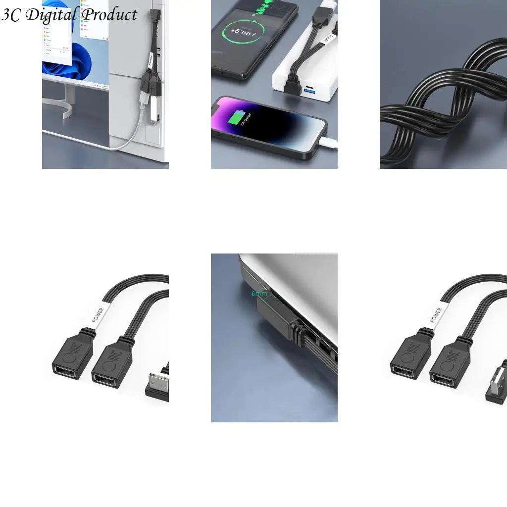 USB 1 إلى 2 SPLITTER CABLE MALE لمضاعفة تمديد الإناث لجهاز الكمبيوتر المحمول باستخدام Q84A