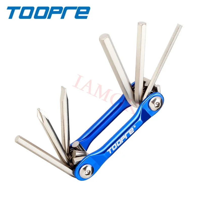 TOOPRE Bike 92g Blue TL-833 6 In 1 Multifunction Tool Chromium Vanadium Steel Iamok Bicycle Light Allen Wrench