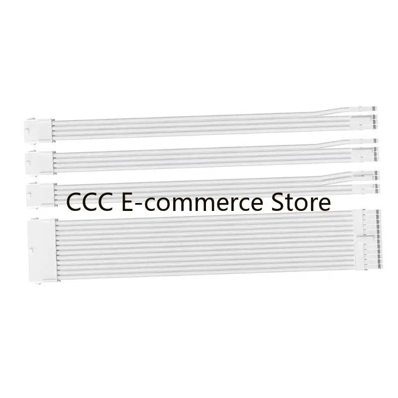 Soft Braided 18AWG PC Power Extension Cables Set, 1x24Pin Motherboards 1x8Pin CPU 2x8Pin GPU 30cm with Cable Combs R58A