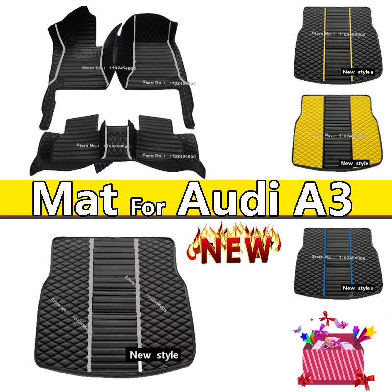 

Car Floor Mats For Audi A3 8V Sportback 2013~2019 Waterproof Rug Anti Dirt Pad Luxury Leather Mat Full Set Car Accessories 2014