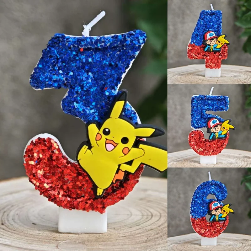 Pikachu Pokémon Kerzen Thema 0-9 Nummer Baby Shower Party Kuchen Dekorieren Kuchen Topper Geburtstag Kuchen Dekoration
