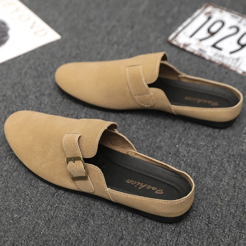 

Birkent Men's Summer Outdoor Wear Slip-On Half Slippers Anti-Slip Deodorant Driving Casual Toe Cover Sandals Slip-On Shoes