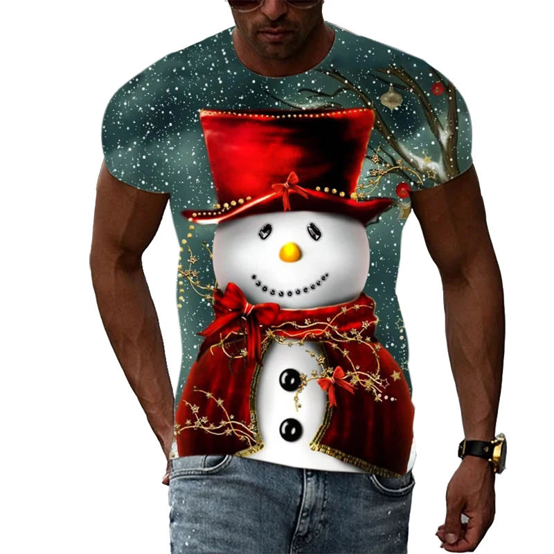 Unisex New 3D Fashion Christmas Men's t-shirt Summer Trend Casual Print T-shirt Top Celebrate the holiday short sleeve t-shirts