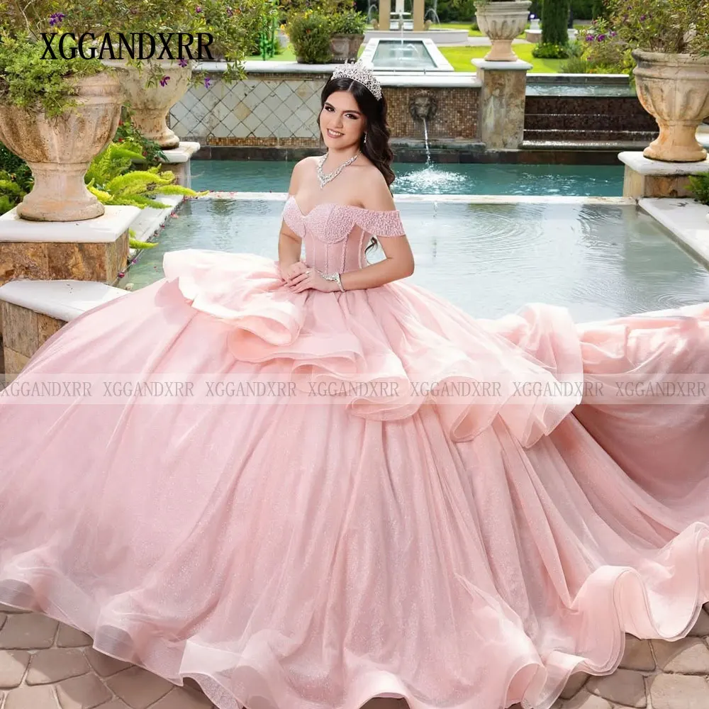 Maßgeschneiderte rosa Quinceanera-Kleider 2025, luxuriöses Ballkleid, zwei in einem Schichten, süßes 16-Kleid für Mädchen, Vestidos De 15 Anos, Partykleid