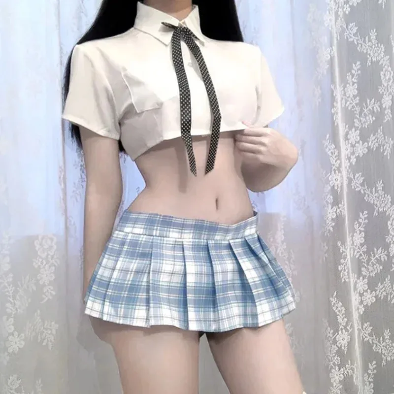 Sky06 Sexy Lingerie School Girl Sailor with Blue JK Uniform Kwaii Transparent Lolita Bra Panty Sexi Costume Erotic Underwe66liU&