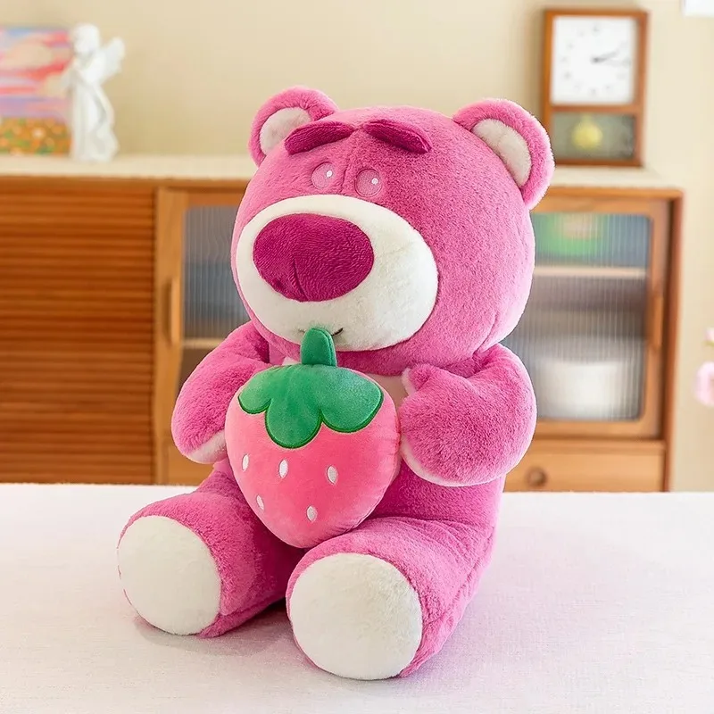 -Disney Niedlicher Umarmung Erdbeerbär Plüschtier Cartoon Anime Erdbeerbär Plüschpuppe Schlafkissen Geschenk zum Geburtstag einer Freundin