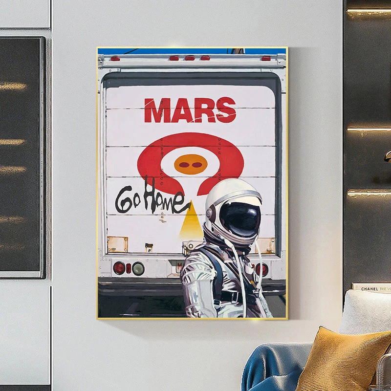 Astronaut Mars Go Home Art Posters and Prints Canvas Painting Modern Wall Art Pictures for Living Room Home Decoration Cuadros