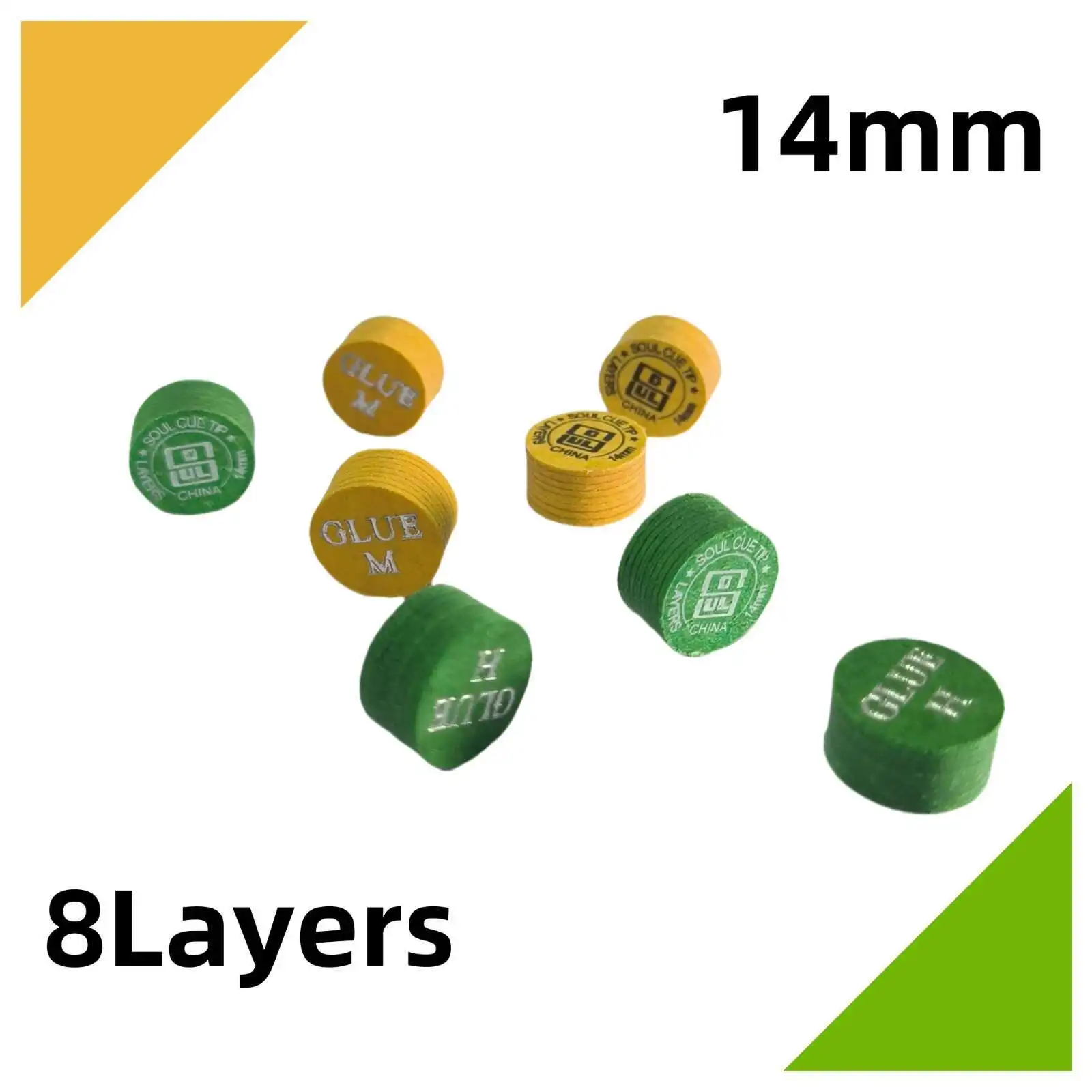 14mm Billiards Pool Cue Tips For Billiard Soul Cue Head Snooker Tips 8 Layers M/H Hardness