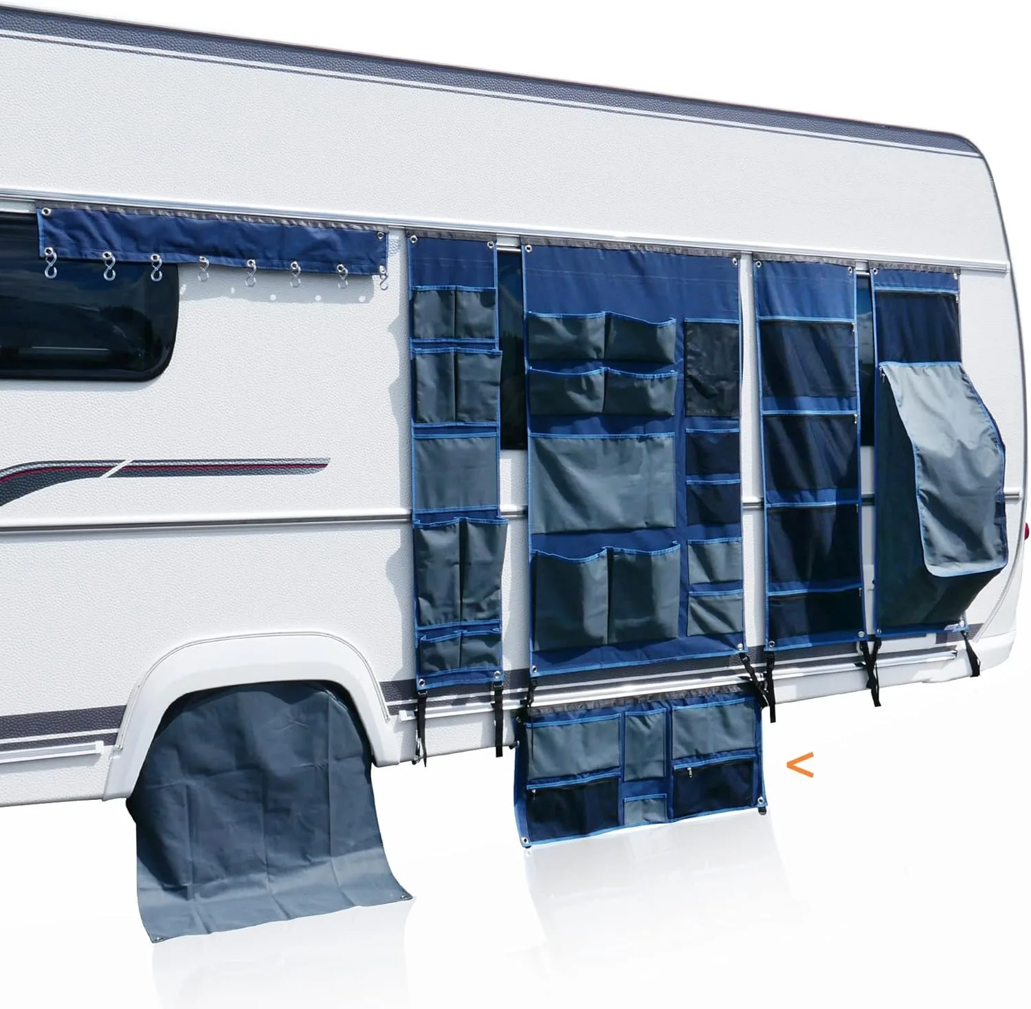 8 مقصورات 45 × 100 سم منظم تنورة مشروع القافلة مع شريط الأنابيب والثقوب رف معلق لتخزين جيب القوافل #6