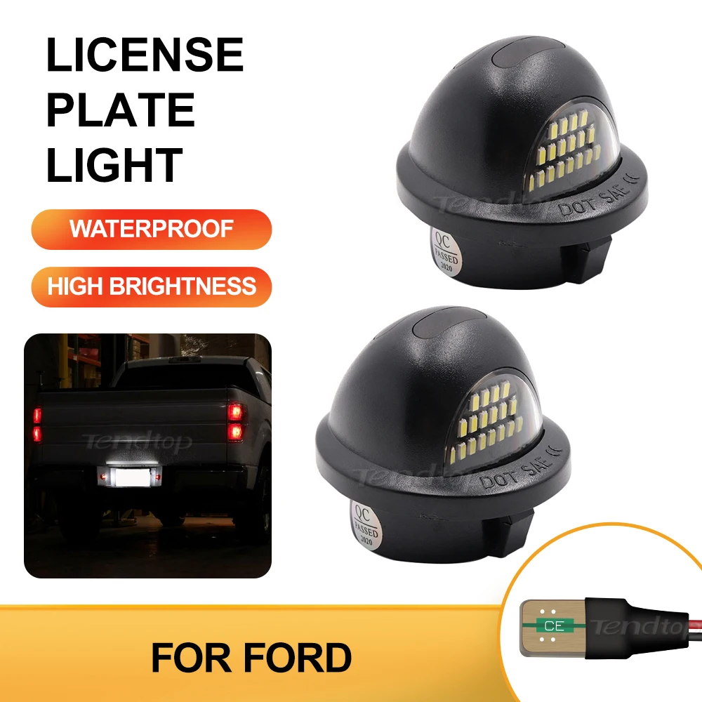 2Pcs White Led License Number Plate Light Lamp Assembly For Ford F-150 F-250 F-350 F-450 Ranger Raptor Explorer Sport Trac