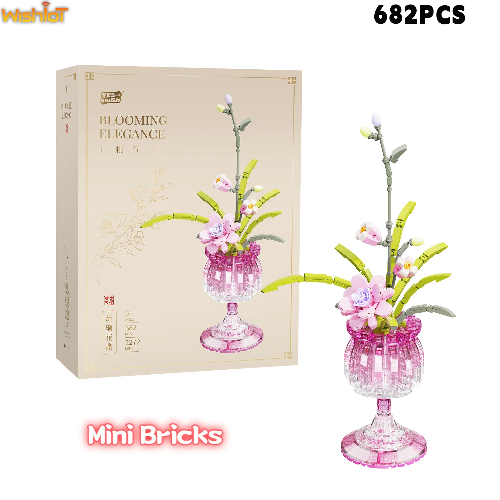 Mini Bloques de Construcción Transparentes con Forma de Flor, Plantas en Maceta, Orquídea Phalaenopsis, Flor de Ciruelo, Girasol, Regalo para Mamá o Novia