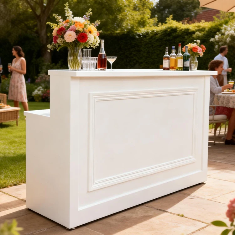 Wooden Commercial Rental Bar Table for Weddings, Corporate Events, Hotels & Schools - Durable Entrance Reception Desk