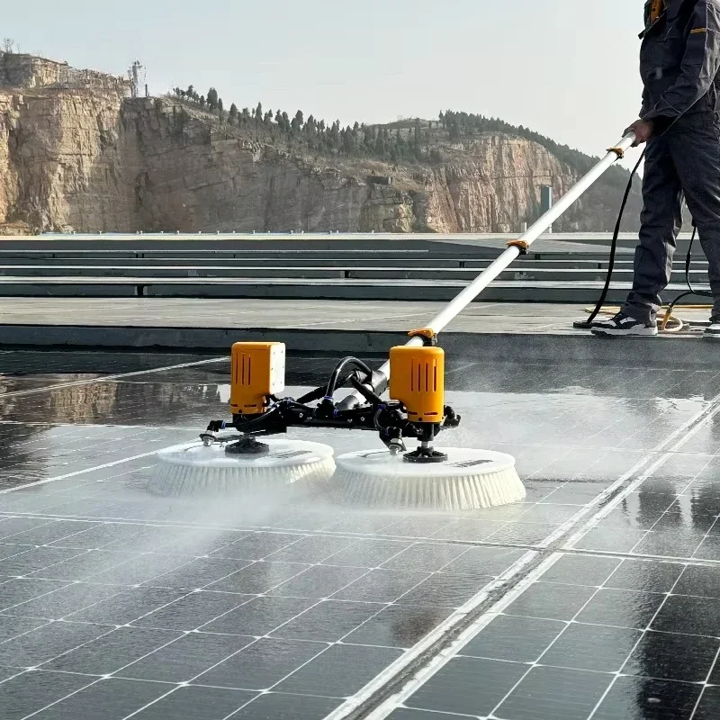Solar Panel Automatic Cleaning Robot Double Head Brush with Battery