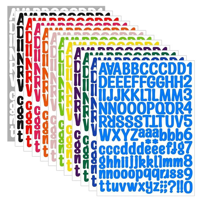 Reliable-Letter Multicolor Vinyl Alphabet Stickers-1512 1 Inch Tall For Scrapbooking, Mailbox Decoration-12 Sheets,Letter Multic