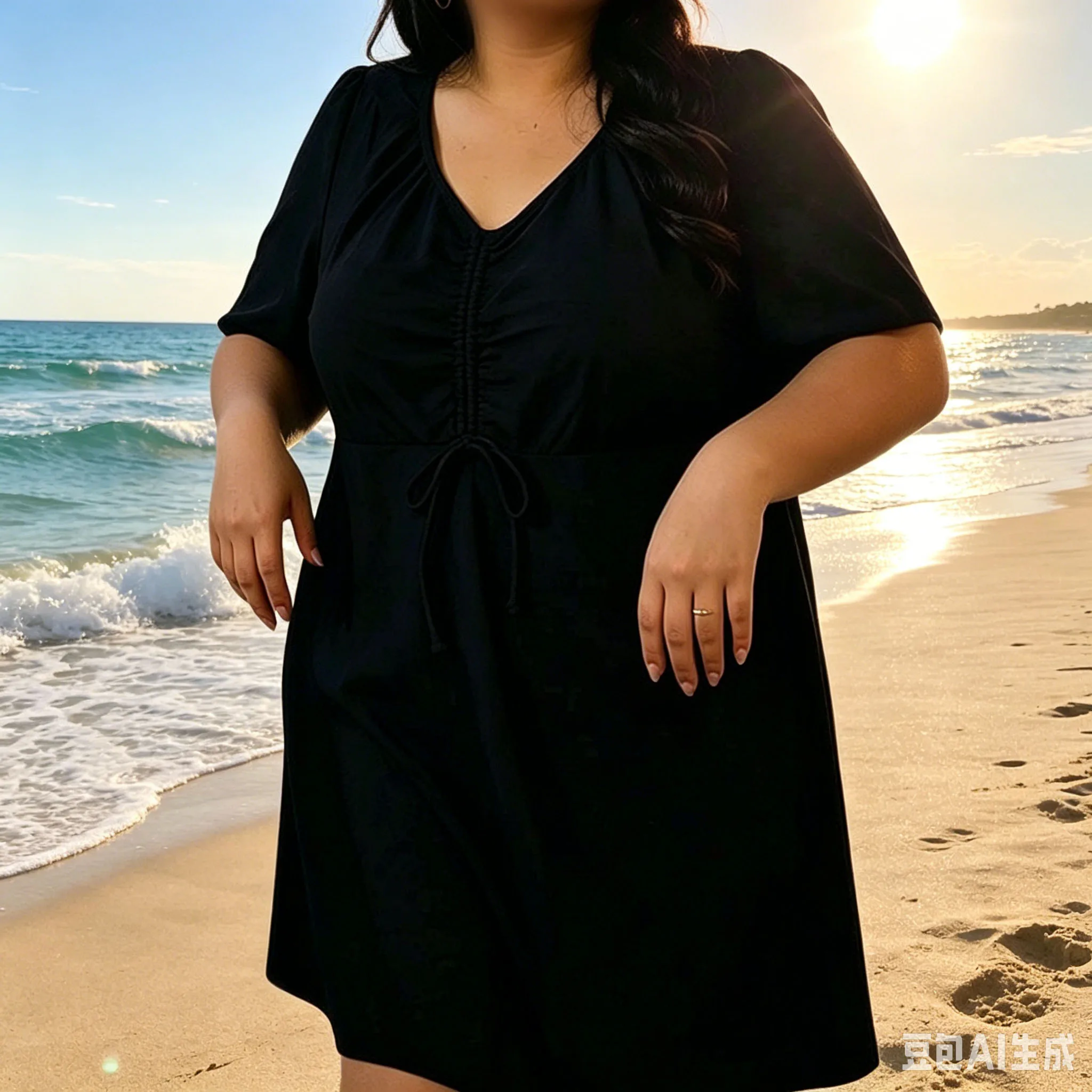 Plus Size Modest Swimsuit Women Short Sleeve Tummy Control Bathing Suit Conservative Swimsuit For Beach Pool & Hot Spring