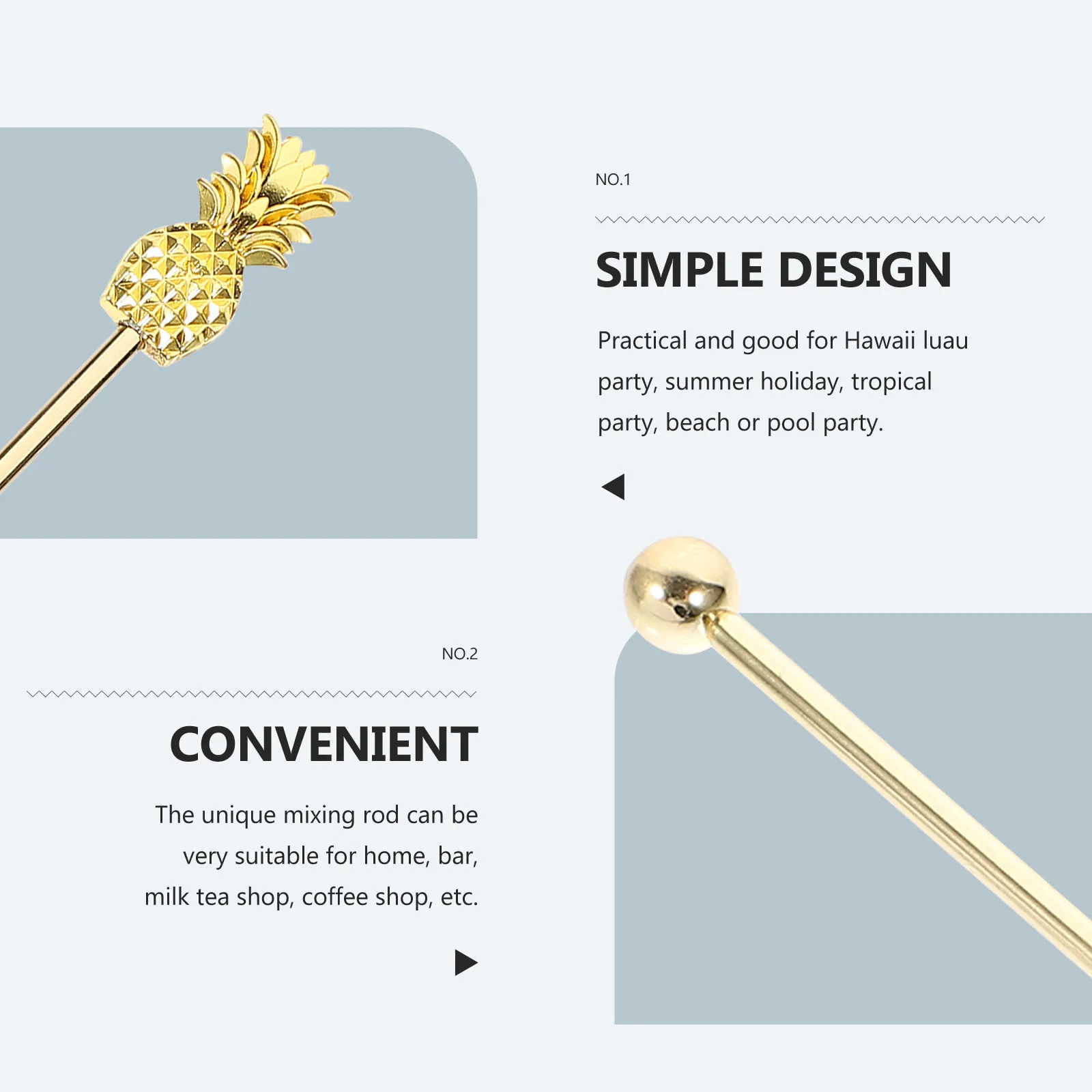 

Stainless Steel Cocktail Stirrer Swizzle Stick Liquid Rotation for Luau Party Tropical Drinks Coffee Beverage Mixing Rod