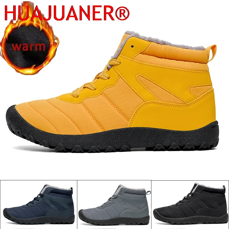 

Winter Men Thick Plush Warm Boots Men's Snow Boots Outdoor Breathable Comfy Waterproof Snow Boots Couple Short Boot Shoe
