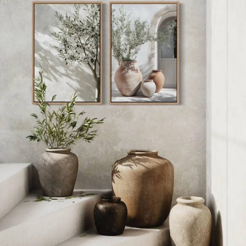 6pcs/set Mediterranean Olive Trees Lemon Plants Canvas Prints Neutral Coastal Wall Art Posters for Modern Living Room Home Decor