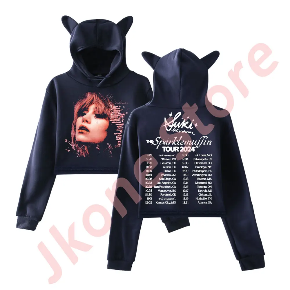 Suki Waterhouse The Sparklemuffin Tour Merch Jersey Mujer Orejas de Gato Sudadera con capucha Top de Manga Larga Ropa de Mujer