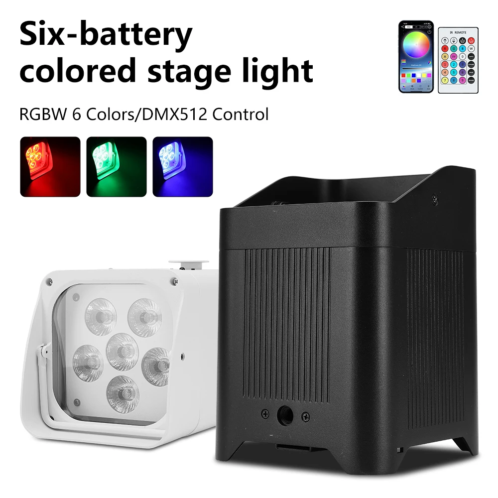 Remote Control LED 6x18W 6 in 1 RGBAW+UV Par Light Battery Movable for Disco KTV Bar Christmas Lights