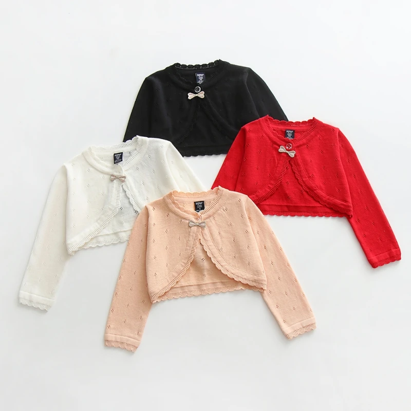 Kids Baby Girls Sweater Solid Cardigan Long Sleeve Toddler Coats Knit Kids Jacket Children Cardigan Short Coat Tops 2-6years