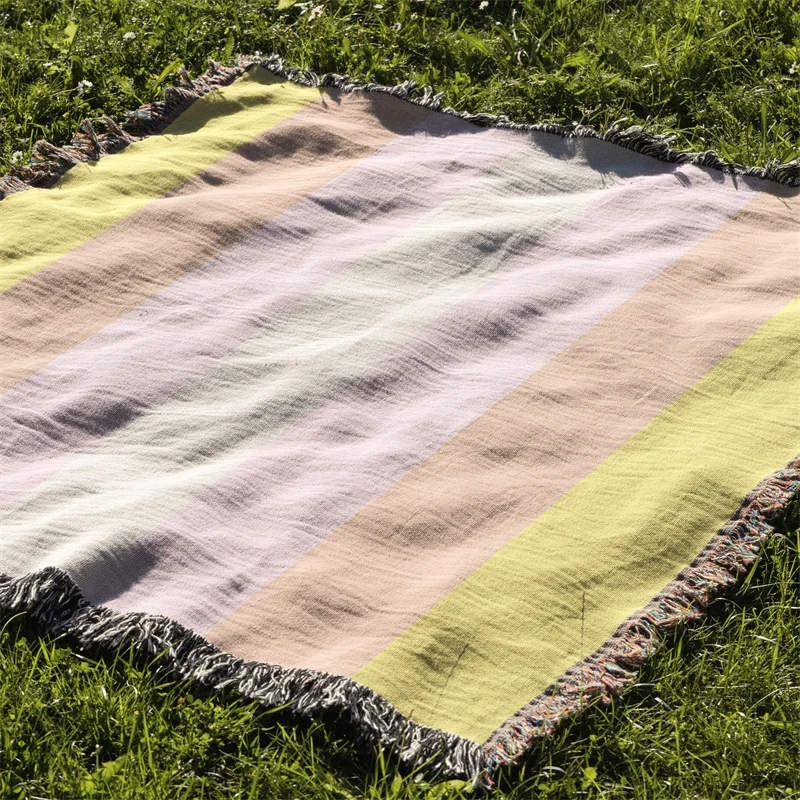 

Aertemisi Pangender Flag Pride LGBT Rainbow Jacquard Fringed Woven Throw Blanket