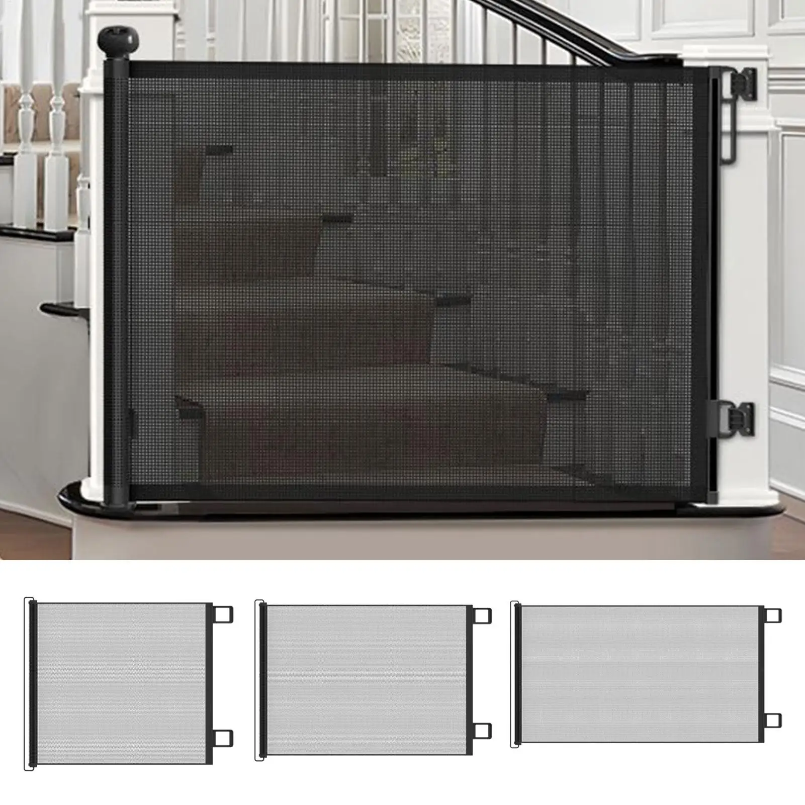 

Retractable Indoor Pet Safety Gate Wide Mesh Fence for Dogs & kitten Mounting Accessories Included for Doors & Hallways