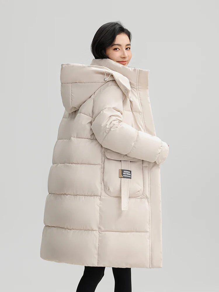 Vielleicht 2024 New Korean Style Long Parkas Winter Puffer Jacket For Women Down Cotton-padded Thickened Hooded Coat Clothes