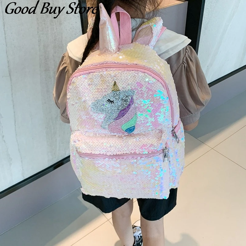 

Unicorn Shiny Sequins Satchel Student Large Capacity ookbag Pink School Bag Children School Backpacks Gift Teenager Mochilas