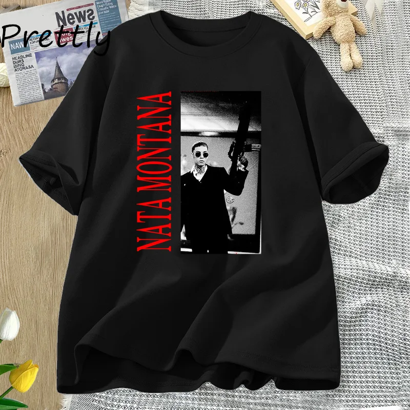 Natanael Cano Nata Montana T Shirt Vintage Print Short Sleeve Tee Women Men Crewneck Rap Hip Hop T-shirt Fashion Streetwear