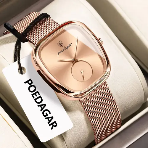 Imagen 2 del producto Reloj POEDAGAR de marca de lujo para mujer, relojes de malla de acero inoxidable resistentes al agua para mujer, Reloj de pulsera de cuarzo elegante a la moda para mujer