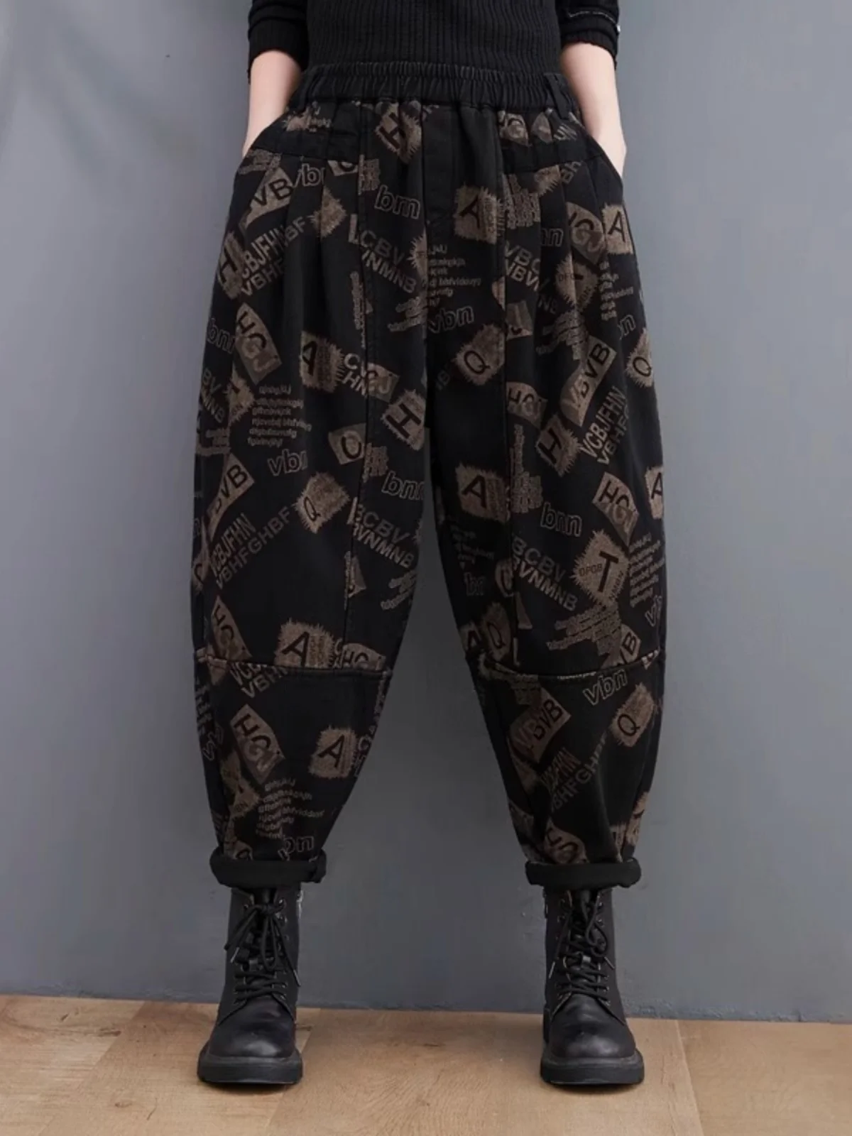 

Женские джинсы Harlan с высокой талией, брюки для папы, весна 2025, новые брюки-морковки, свободные камуфляжные широкие брюки, джинсовый цвет