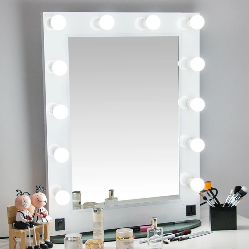 European and American professional makeup mirror desktop LED with adjustable light and wall mounted makeup mirror