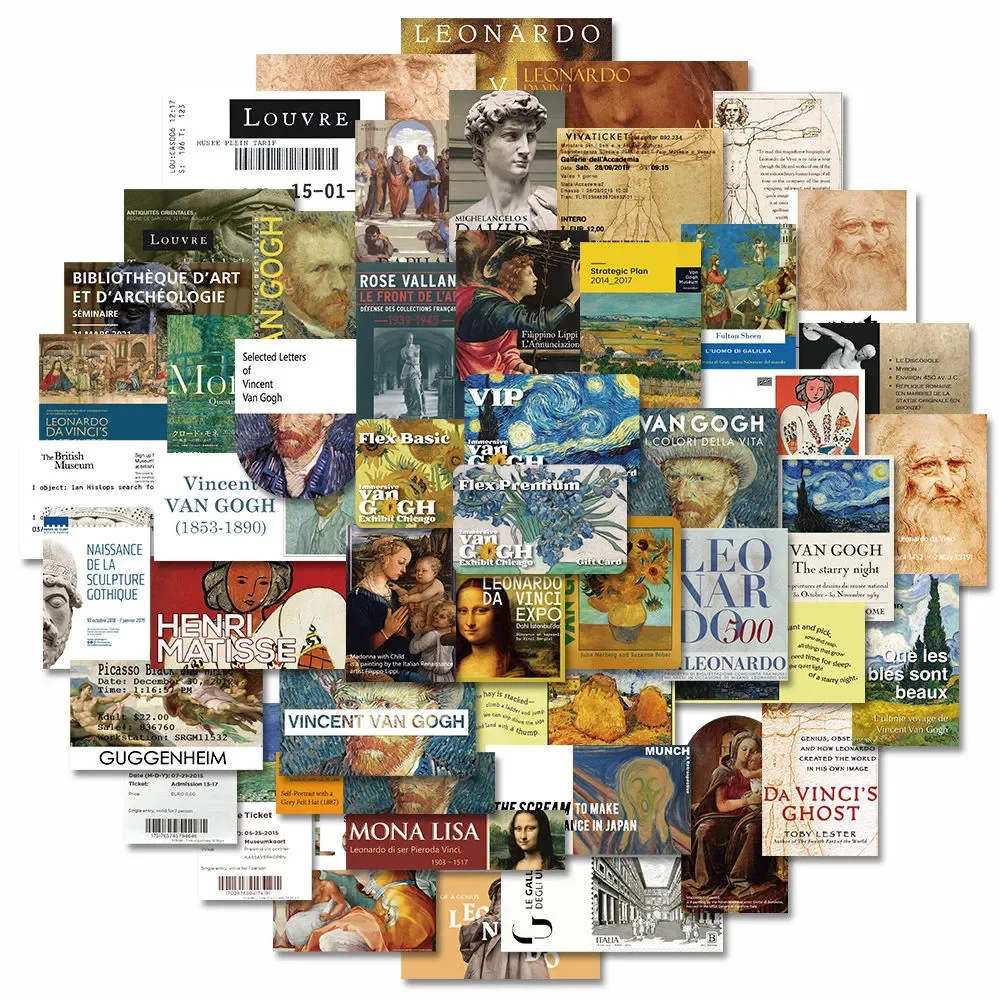 

10/30/50PCS Vintage Oil Painting Sticker Aesthetic PVC Children's Stationery Sketchbook Sticky Diary Scrapbook Supplies for Kids