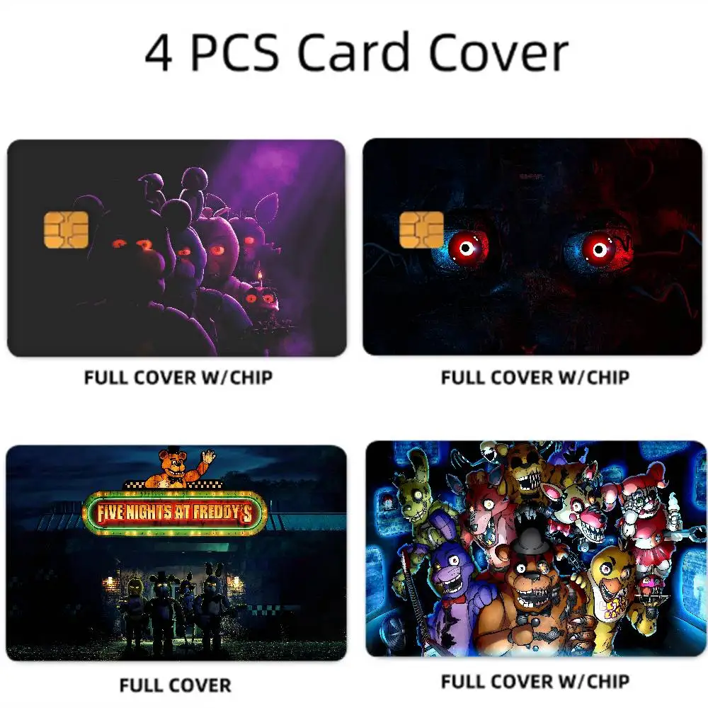 F-Freddys At Five Nights Anmie 4pcs 1Set Sticker Film Skin Cover For Credit Card Debit Bank Card Front No Chip