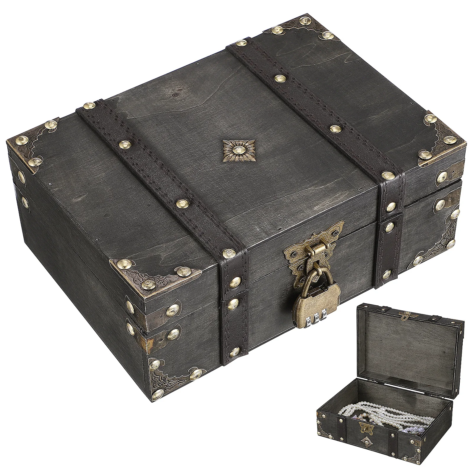 

Vintage Lockable Jewelry Box Classic Elegant Storage Small Organizer Secure for Necklaces Rings Bracelets Decorative Trinket Box