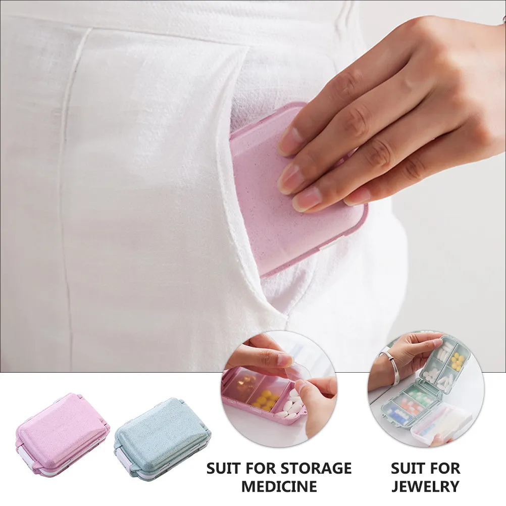 2Pcs Three-Layer Portable Medicine Storage Box Dustproof Travel Pill Organizer for Pills Jewelry Earplugs Beads Pearls