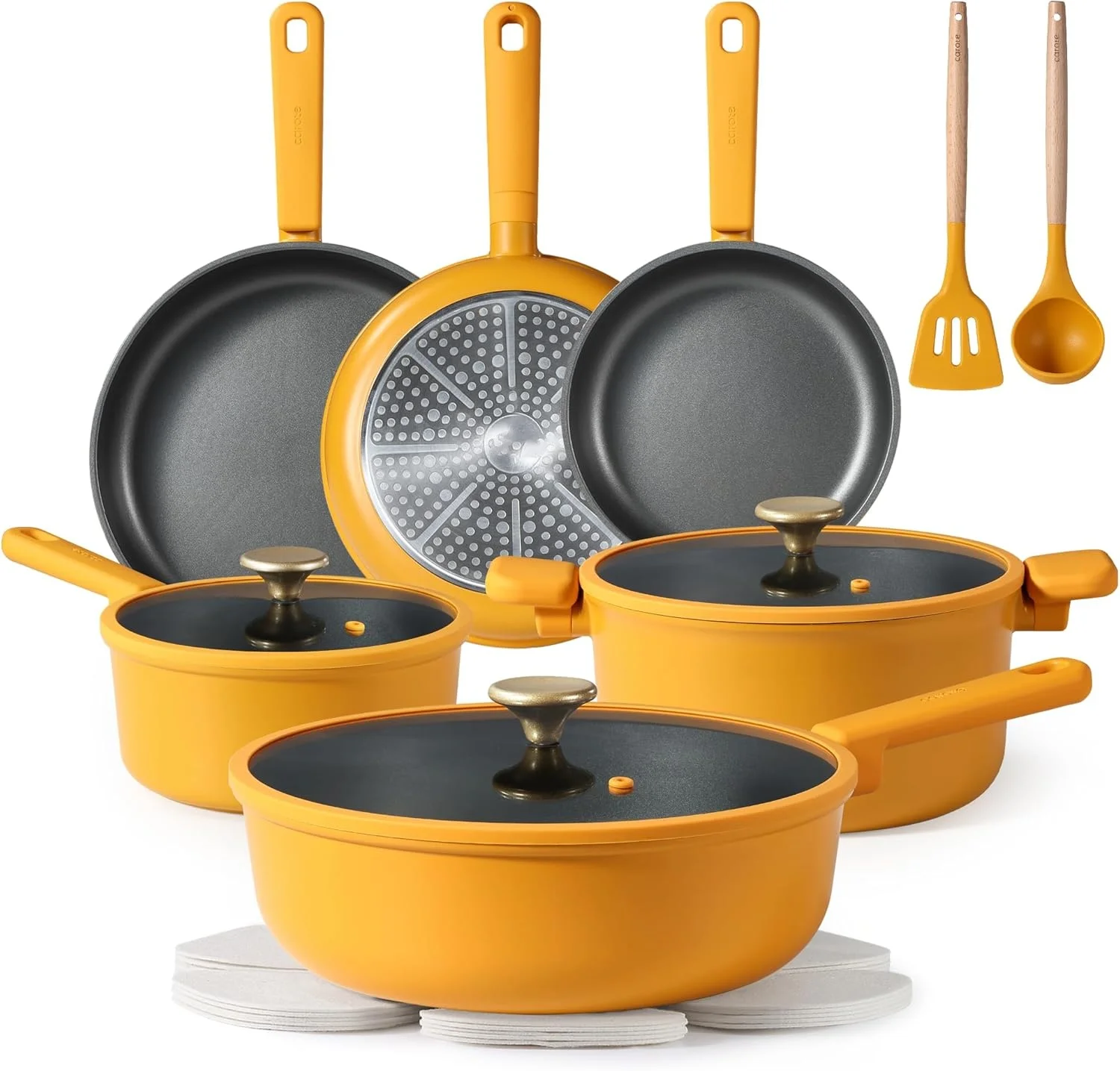 

Non Stick Pots and Pans Set Cookware Sets Nonstick Kitchen Cooking Set with Stay-Cool Handles Silicone Tools and Pot Protectors