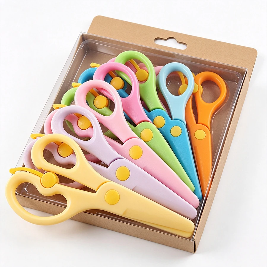 8/16/24pcs Plastic Safety Scissors, Blunt Tip Safe Scissors Plastic Handle Paper Craft Scissors DIY Paper Cutting Art Supplies