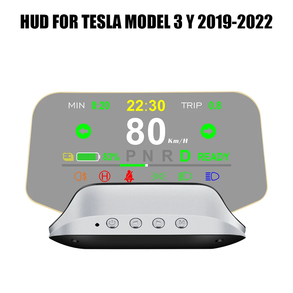 Car Head Up Display T3 HUD Battery Tester Clock Speedometer On Board Computer Test Gauge Meter Accessories For Tesla Model 3 Y