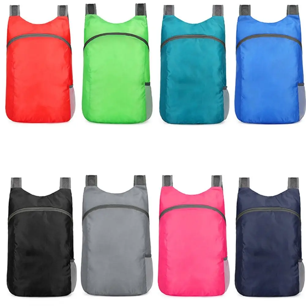 Large Capacity Foldable Backpack Zipper School Bag Lightweight Nylon Bag Shoulders Bag with Drawstring Storage Bags Women