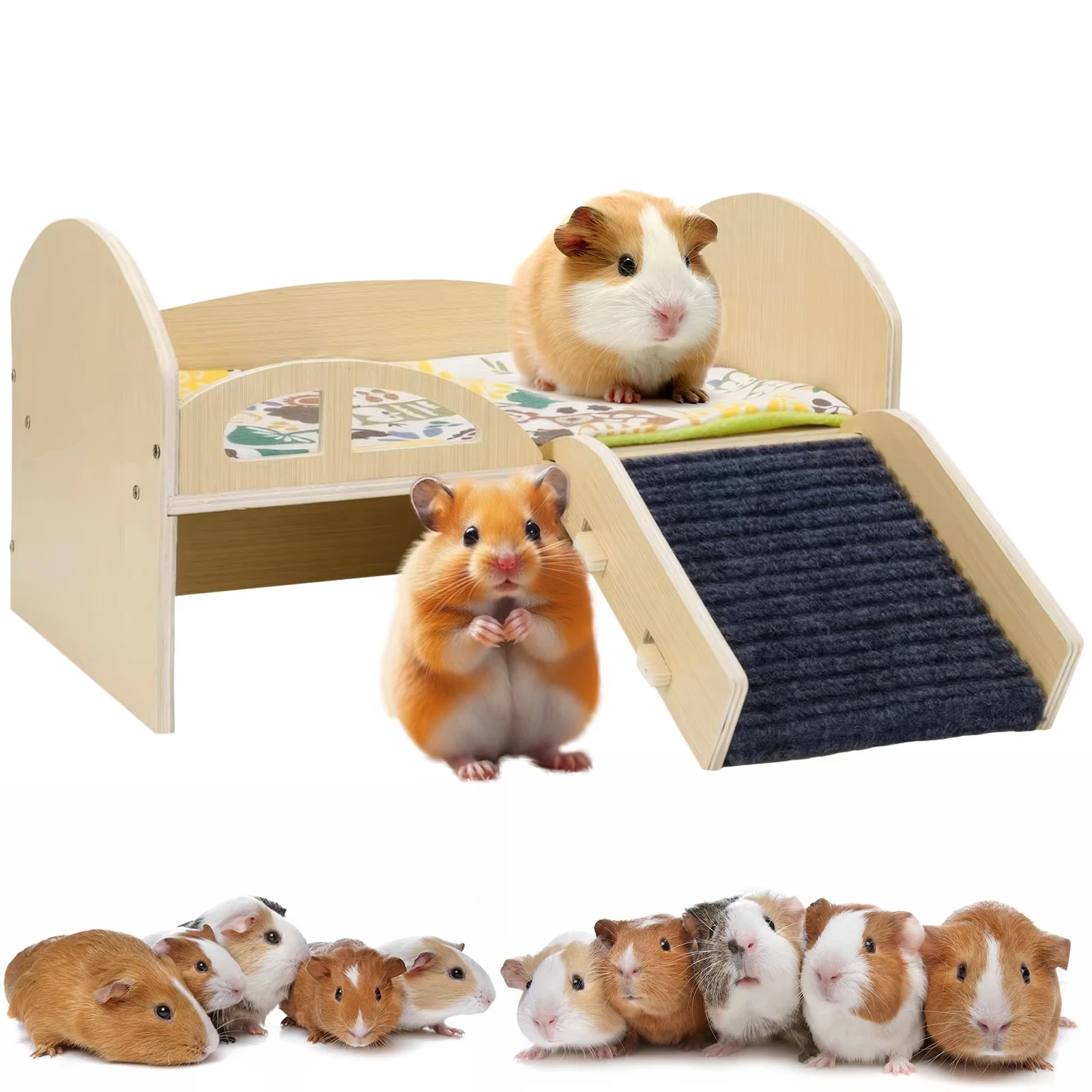 

Removable Wooden Hamster Play Bed Climbing And Playing Hamster House With Stairs Double Wooden Hamster Play Bed