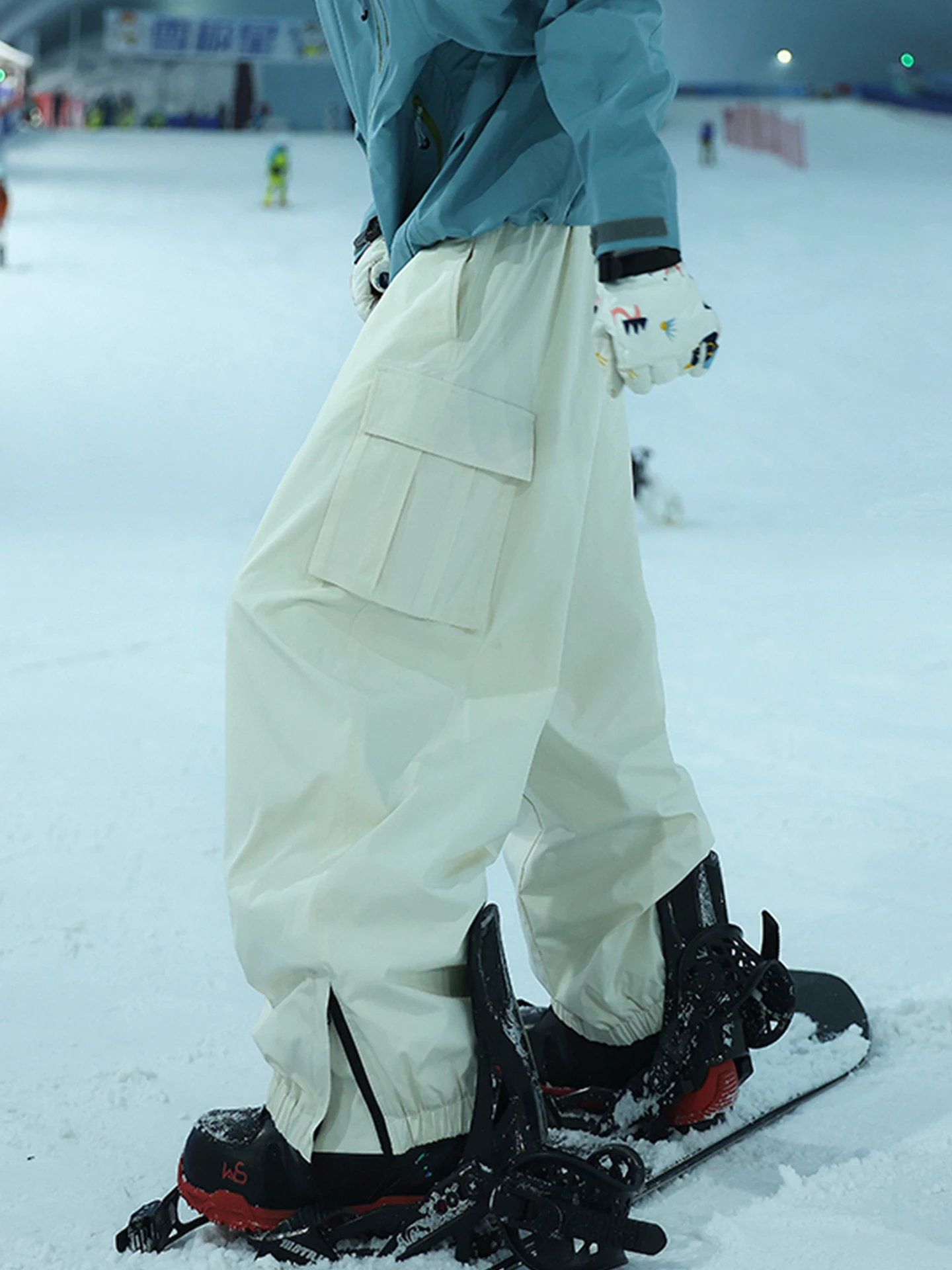 American Sle Fce Lined Workwear Ski Pants Men's Winter Outdoor Sports Thi Casual Loose Cotton Trousers Trendy Patchwork