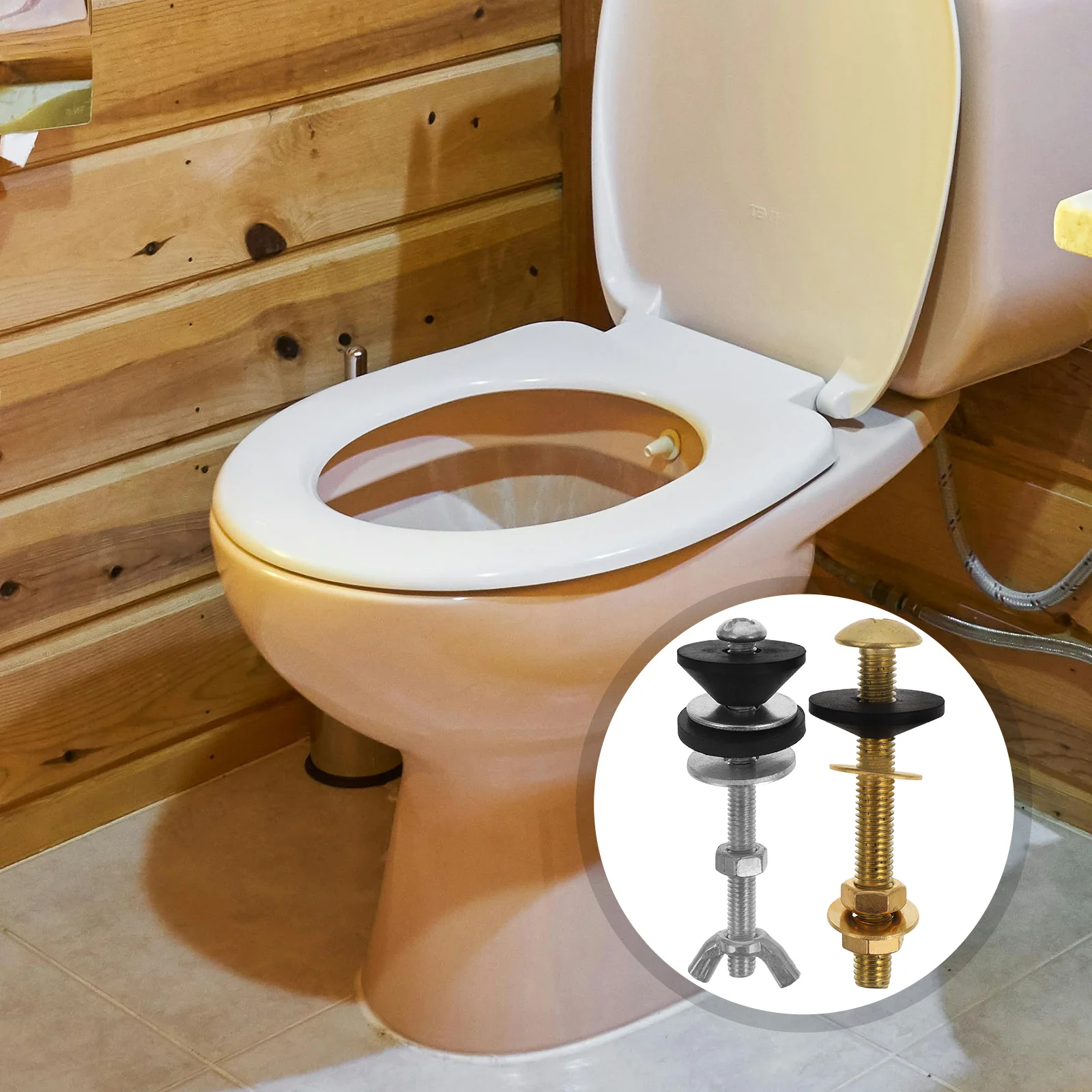 

4Pcs Toilet Tank to Bowl Bolt Kit Metal Seals Easy Install Various Sizes Leakproof Design Bathroom Parts Toilet Tank Parts