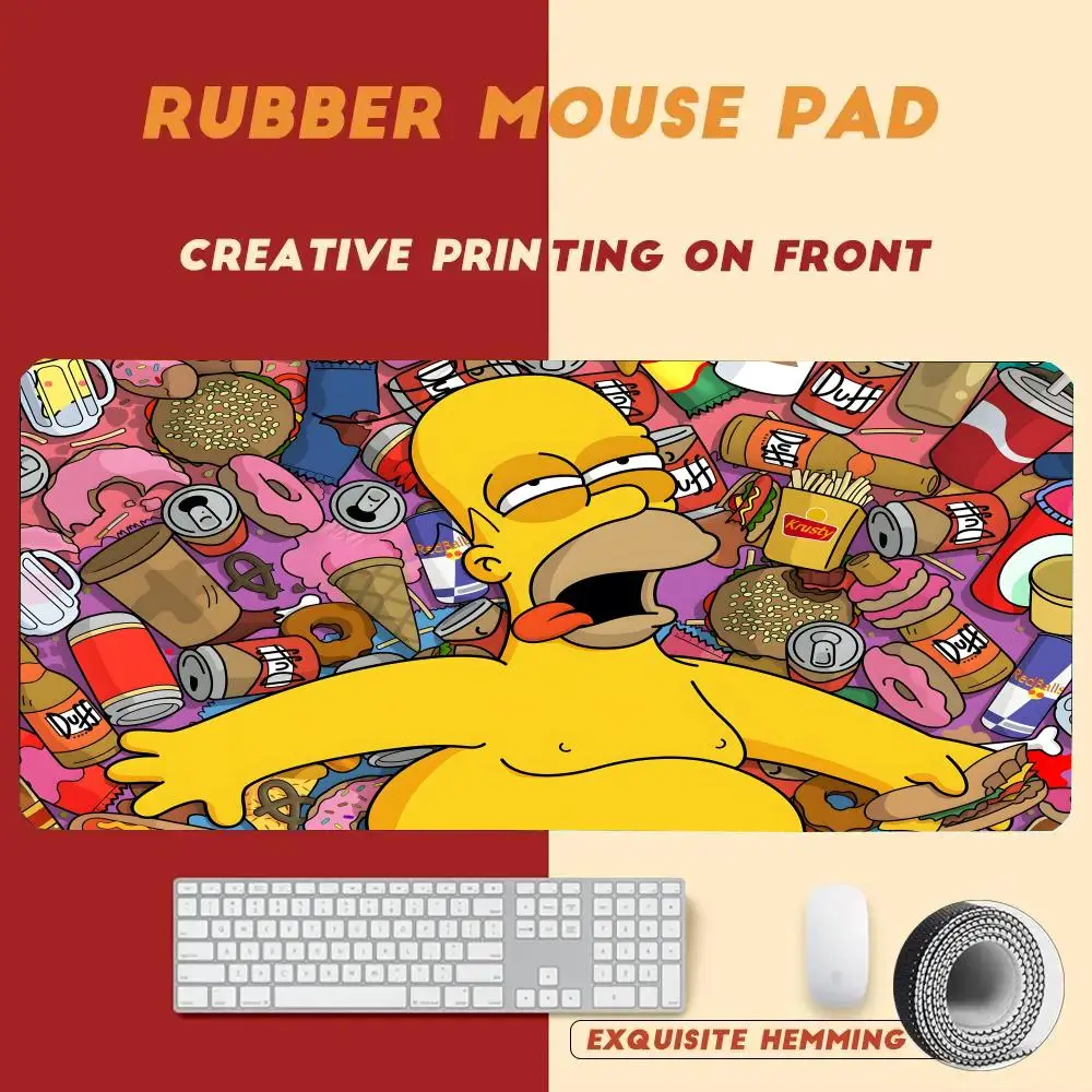 A-Anime fun The S-Simpsons-s Mouse Pad Trendy brand cool & simple style rubber mouse pad oversized edge-locked student dormitory